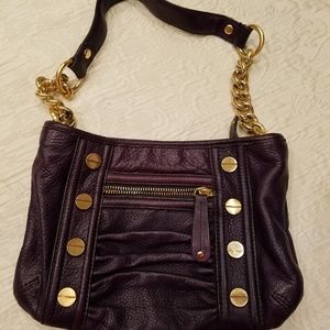 B. Makowsky Leather purse - Grape/gold chain - GUC
